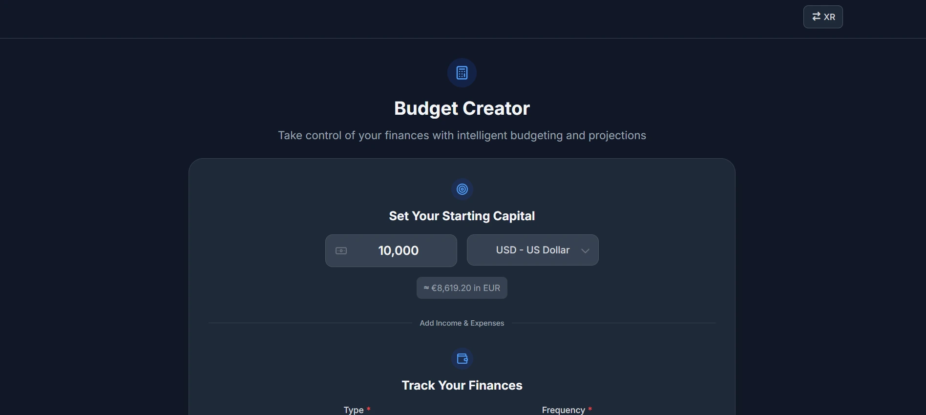 Budget Creator Screenshot